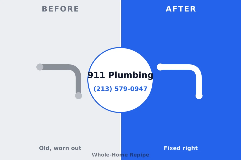Before and after: plumbing repair Woodcreek, TX